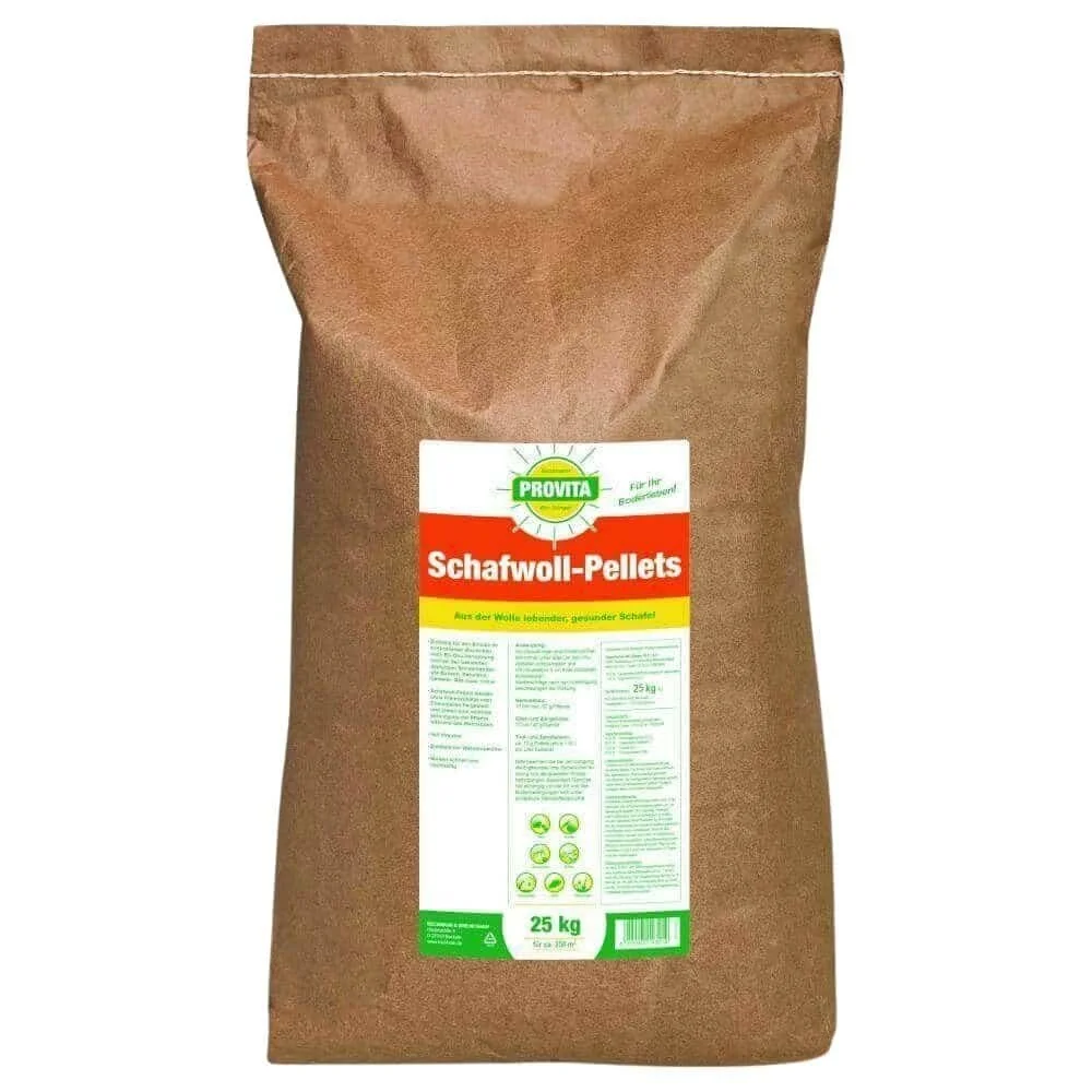 Engrais organique, Pellets de laine de mouton 25 kg, Engrais naturel, pour environ 250m²