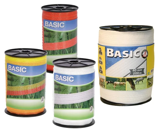 "Electric fence tape Basic Line, 200 m, 40 mm, white image"