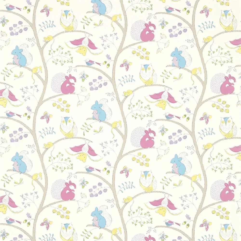 "Little Sanderson Abracazoo tissu à motifs arbres rose bleu image"