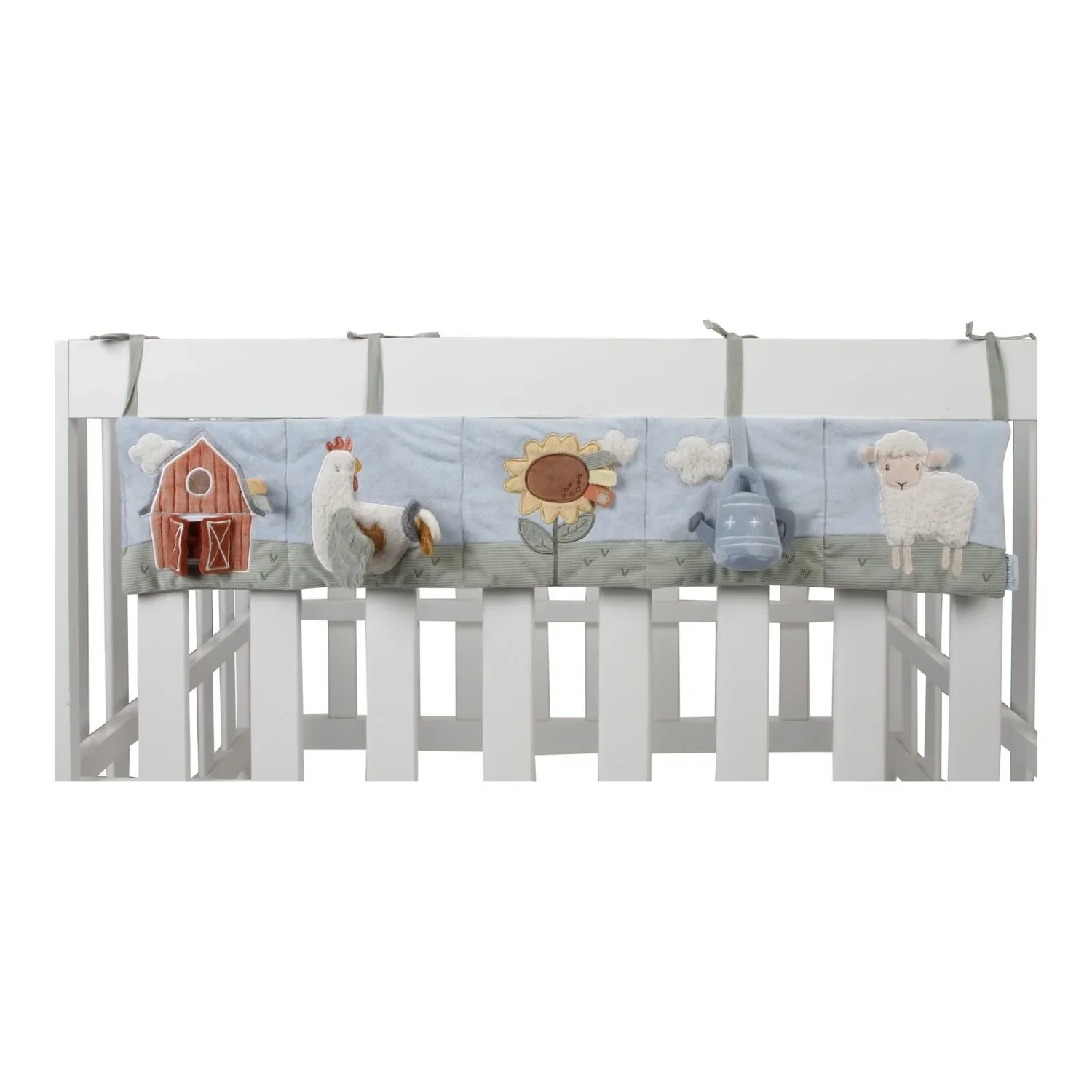 "Little Dutch Livre d'activités en tissu pour parc bébé, jouet à suspendre – Little Farm, avec hochet, miroir et effets froissés image"