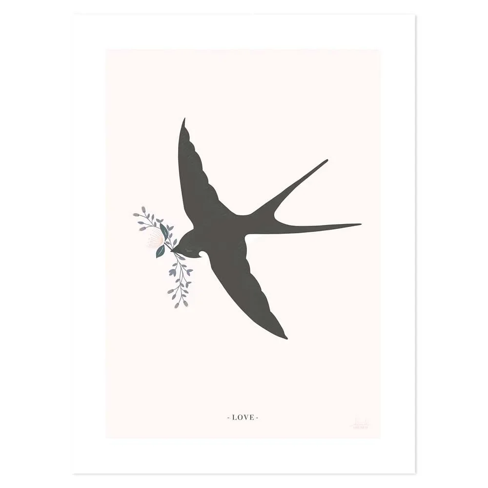 "Lilipinso Poster hirondelle sur rose image"