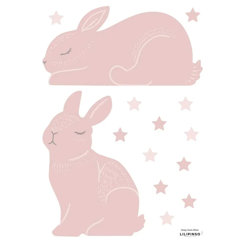 "Lilipinso stickers muraux lapin et étoiles vieux rose image"