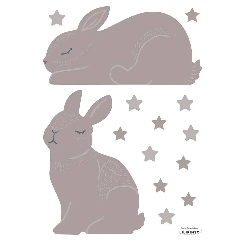"Lilipinso stickers muraux lapin et étoiles taupe image"