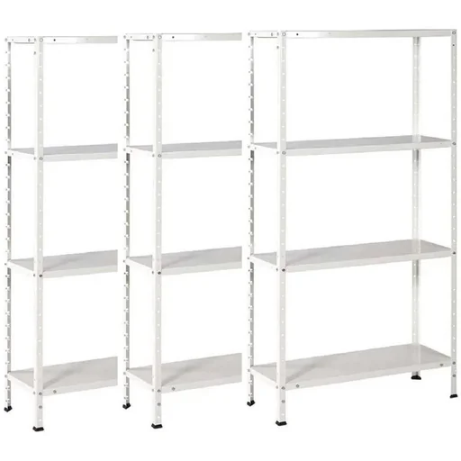 "3 pieces metal storage rack/shelf with 4 shelves - 200kg capacity - (HxWxD) 145x72.5x30cm - 50kg per shelf image"
