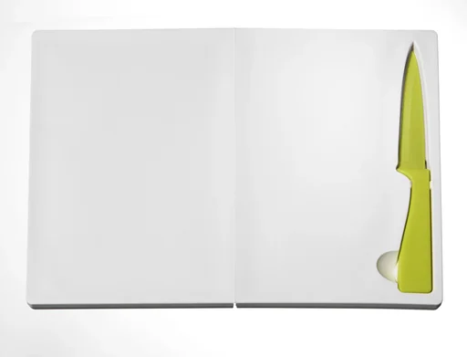"Foldable cutting board with integrated knife image"
