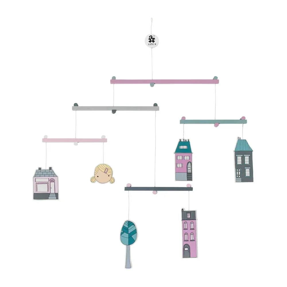"Sebra Baby mobile en bois ville fille image"