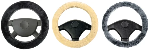 "Lambskin steering wheel cover, anthracite image"