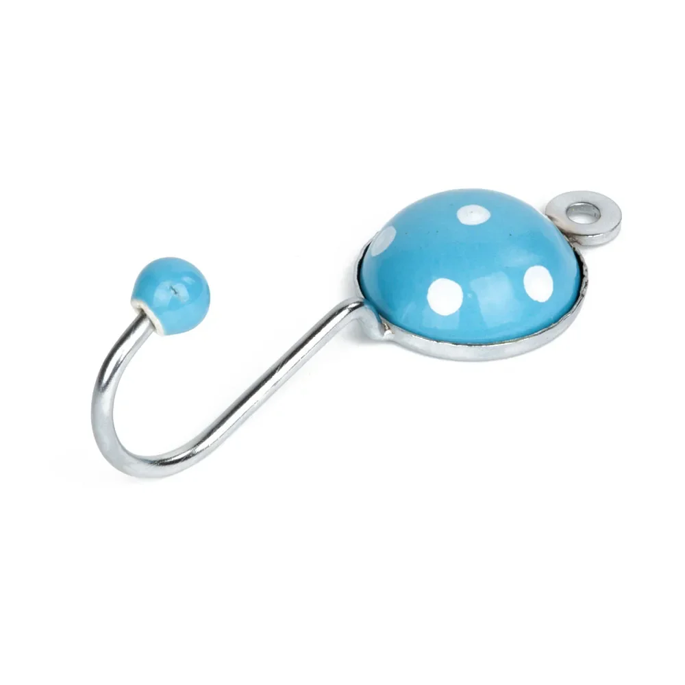 "Knaufmanufaktur Patère ronde turquoise points blanc image"