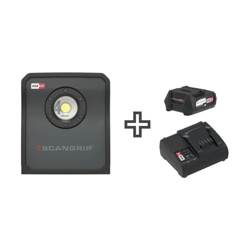 "Handheld floodlight NOVA 4 CAS + 12V 4Ah battery, SC30 charger with removable diffuser image"