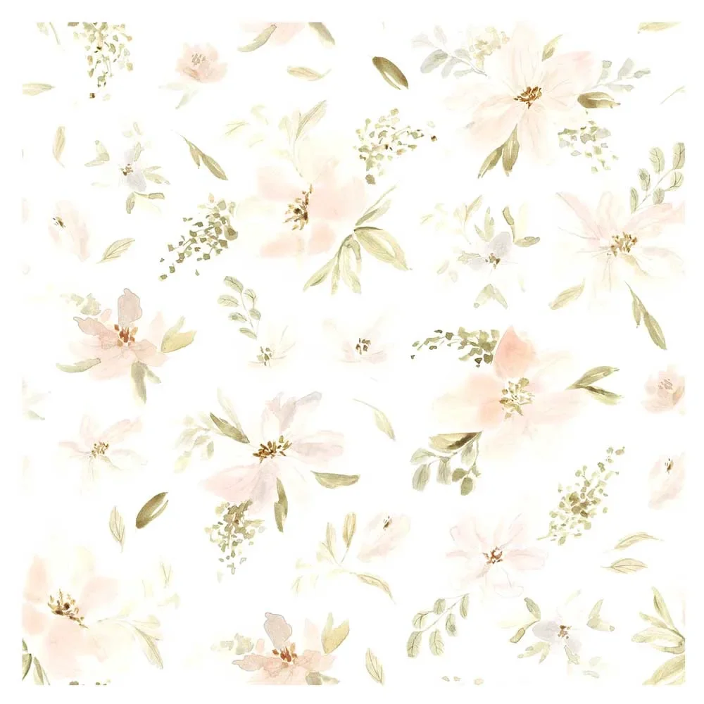 "Lilipinso Papier peint intissé grandes fleurs abricot vert image"