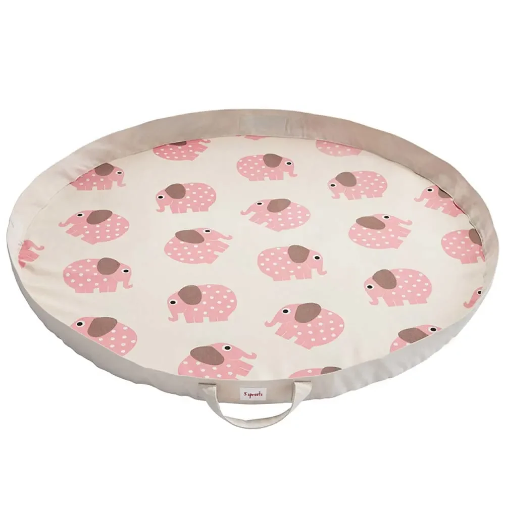 3 Sprouts Spielmatte / Spielzeugsack Elefanten rosa