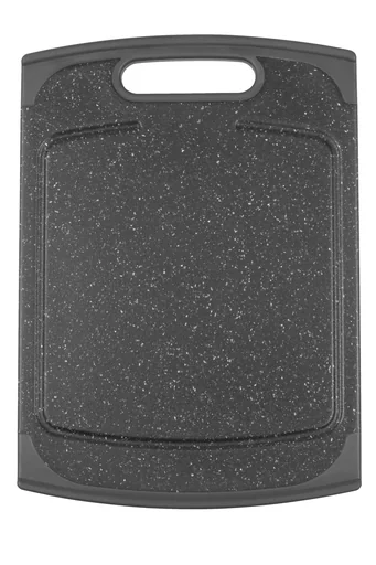 "Cutting board with juice groove, in granite look, black, 290 x 200 mm image"