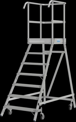 "Platform ladder 7 aluminum steps one-sided mobile image"