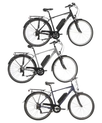 "Men's Trekking E-Bike, 28 inches, frame height 50 cm, 7-speed derailleur, blue-grey, Eifel image"
