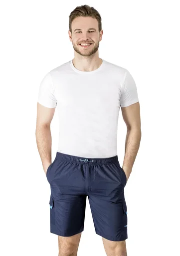 "Cargo shorts with elastic waistband, color navy size XL image"