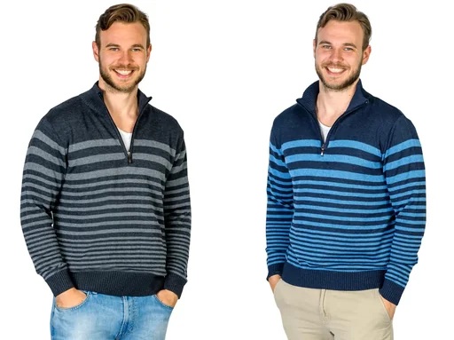 "Sweater, color gray with block stripes, size XL image"