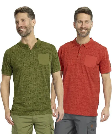 "Patterned polo shirt, color olive, size M image"