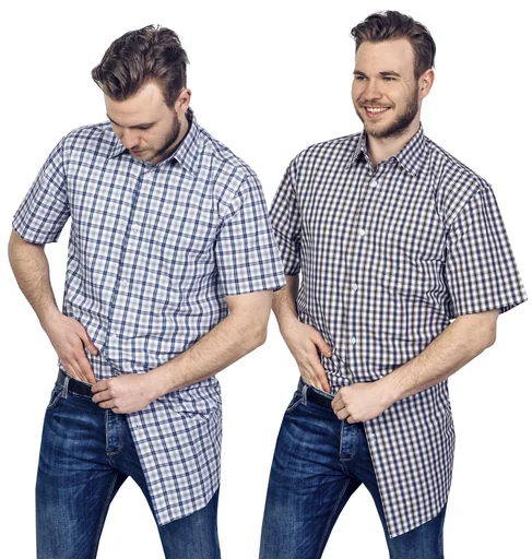 "Cotton shirt, short sleeves, checked, length 105cm, size 41/42, assorted colors image"