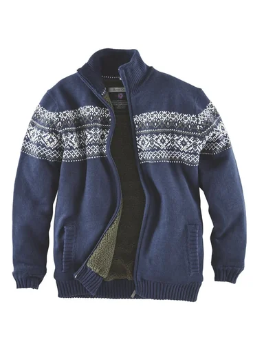 "Cardigan with Berber fleece, color navy, size M image"