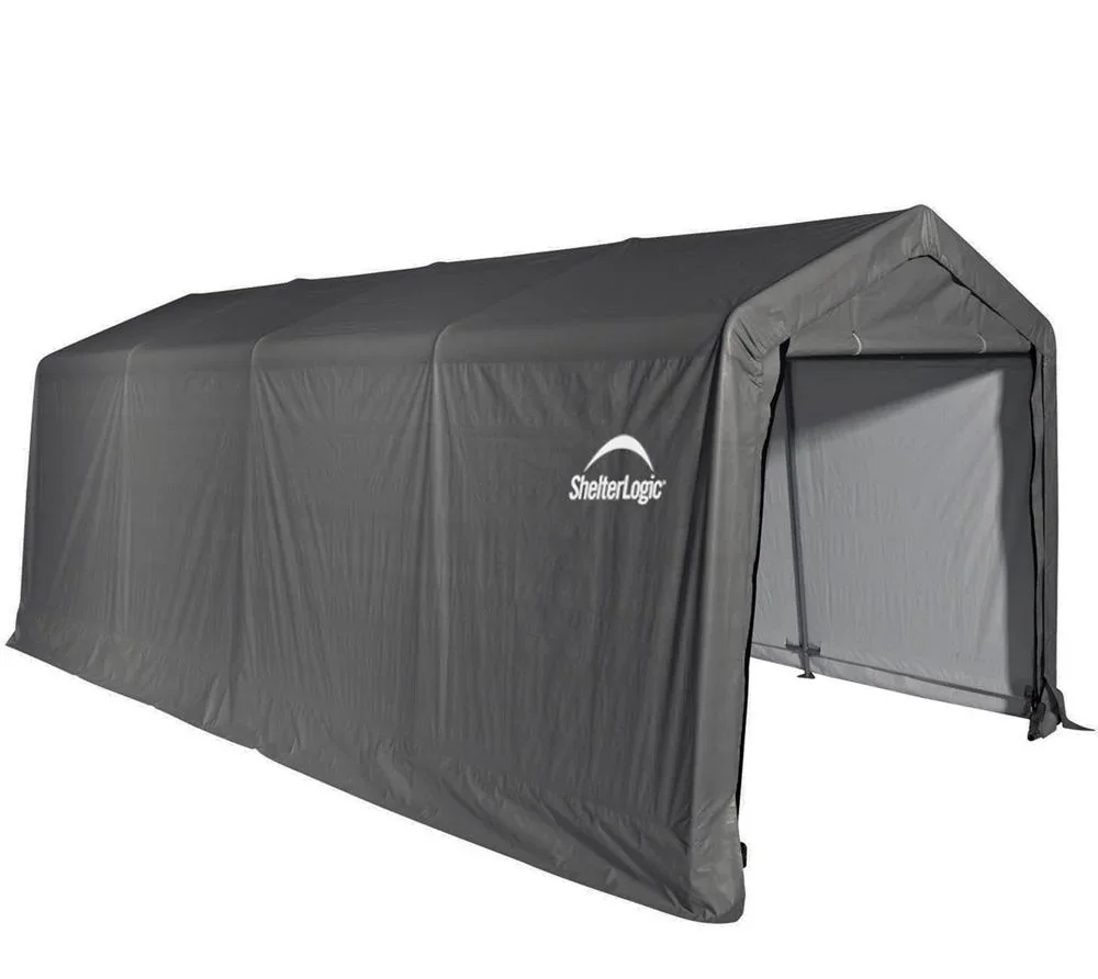 "Garage en toile 23,8 m², vert, 390×610 cm – Garage-in-a-Box, cadre en acier DuPont, résistant aux intempéries image"