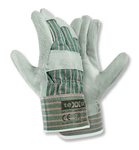 "Cowhide split leather gloves Taunus green/red, 5 pairs, size 11 image"