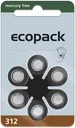 Hearing aid battery Ecopack Type 312(PR41) BRAUN - 6 pieces