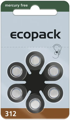 "Hearing aid battery Ecopack Type 312(PR41) BRAUN - 6 pieces image"