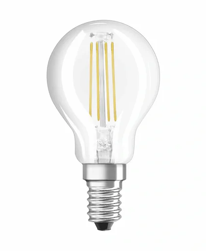 "LED STAR FILAMENT drop lamp with 6 watts, E27, warm white, clear image"