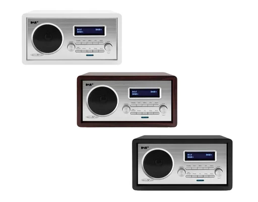 "Retro DAB+ radio in white image"
