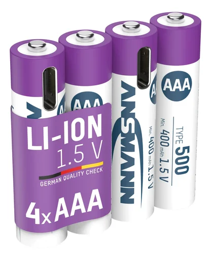 "Lithium Ion Micro (AAA) Batteries USB-C - 4 pieces, safety shutdown image"