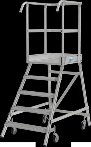 "Platform ladder 5 aluminum steps one-sided, mobile image"