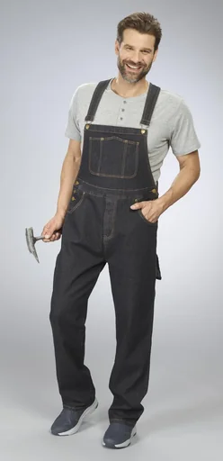 "Stretch dungaree jeans, color black, size 48 image"