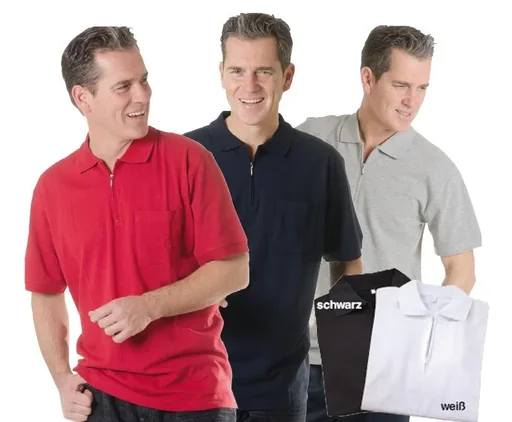 "Men's polo shirt with zip, color red, size M image"