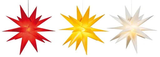"LED plastic star with rod 58 cm, white image"