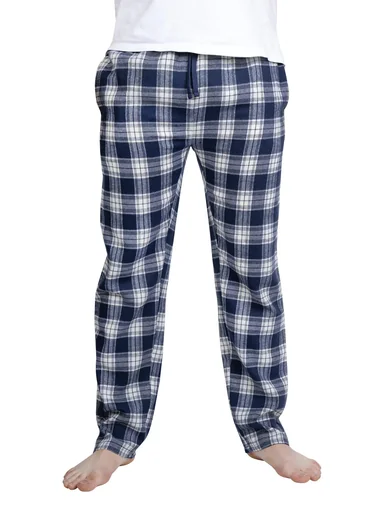 "Flannel pants in a double pack, blue checked/black checked, size XL image"