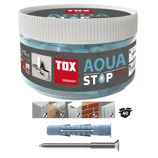 "All-purpose dowel Aqua Stop Pro 8x50 mm + screw in round box image"