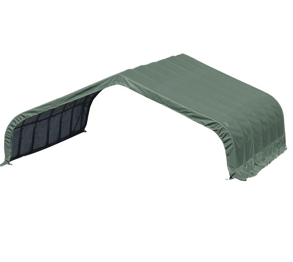 "Abri de pâturage Run-In-Shed 49,64 m² vert, 670×730 cm – abri ouvert pour chevaux & bétail, résistant aux intempéries image"