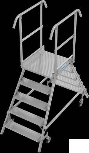 "Platform ladder 2 x 5 aluminum steps, accessible from both sides image"
