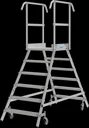 Platform ladder 2 x 7 aluminum steps, accessible from both sides