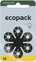 Hearing aid battery Ecopack Type 10 (PR70) YELLOW - 6 pieces