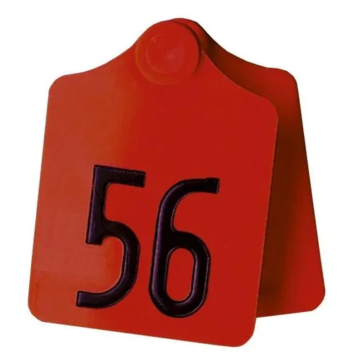 "Ear tag PrimaFlex, size 2 printed on both sides 126-150, red image"