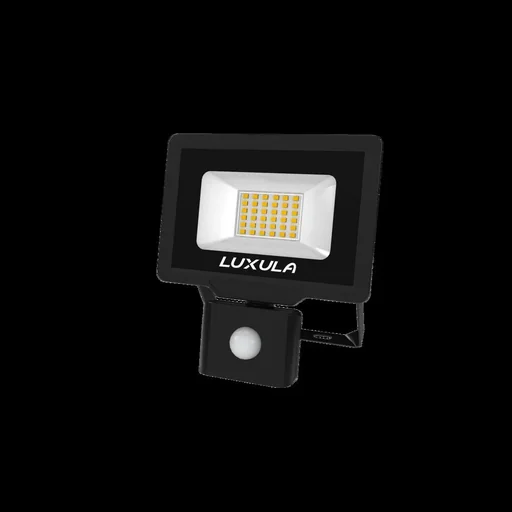 "LED floodlight in black with motion detector offers 30 W, 3000 K (warm white), 3000 lm & IP65 protection image"