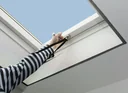 Fly screen for roof windows, white = effective privacy protection