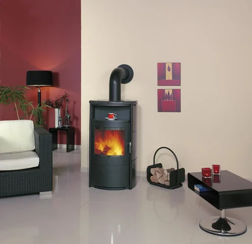 "Wood-burning stove - Taifun continuous burning 8 kW - tiles meteor-black image"