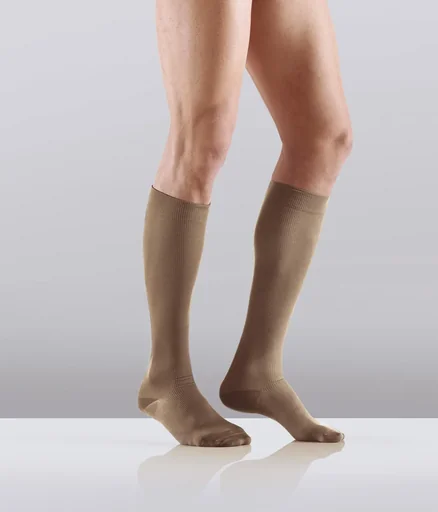 "Travel support stockings, microfiber, 2 pack, size L (41-43), almond image"