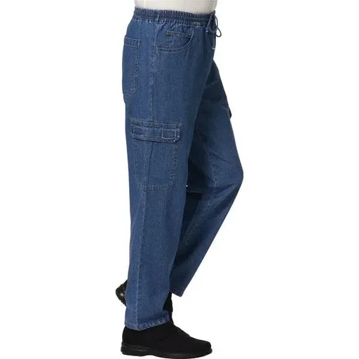 "Cargo-style pull-on trousers, stone-washed jeans, size 48 image"