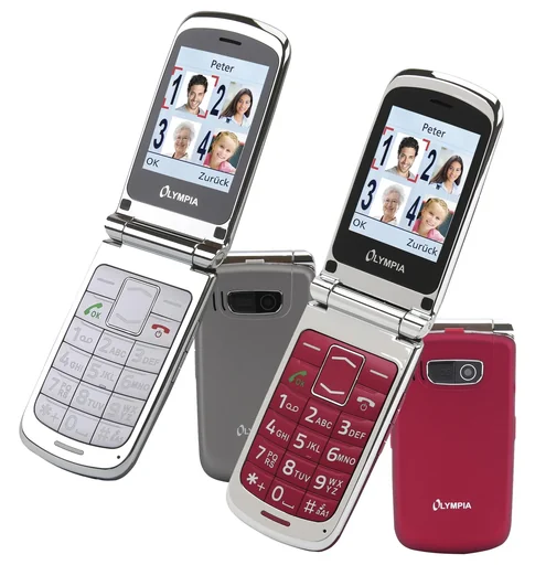 "Large button clamshell phone in silver image"