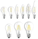 LED STAR FILAMENT lamp with 10 watts, E27, cool white, clear