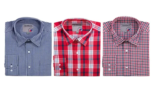 "Cotton shirt, long-sleeved, color red/checked, size 41/42 image"