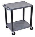 Chariot polyvalent en plastique à plateau plat – 2 niveaux, hauteur de chargement 840 mm / espacement 630 mm